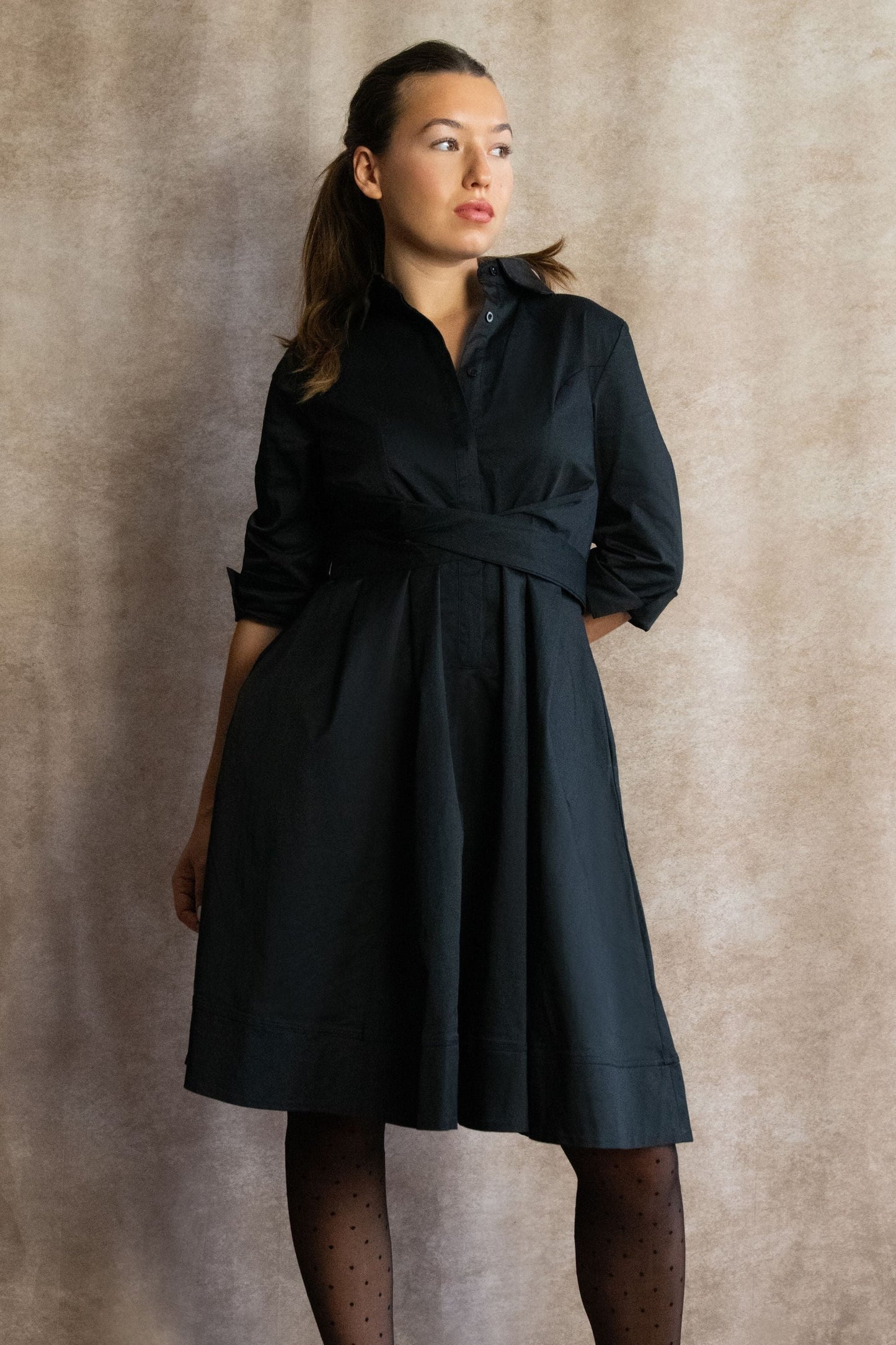 Tessa Elegant Shirt Dress 3/4 Sleeve Buttons