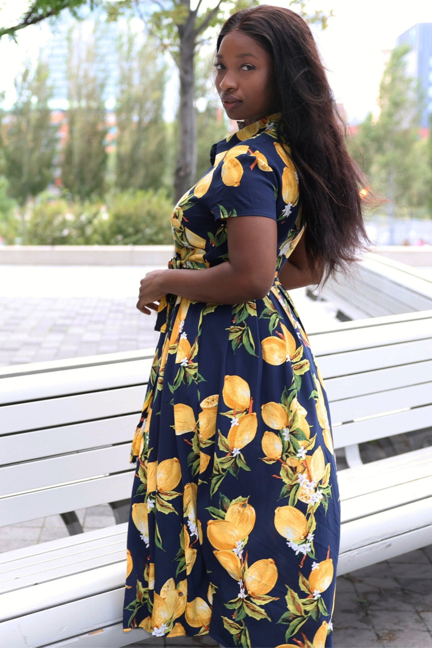 Galia Midi Lemon Shirt Dress