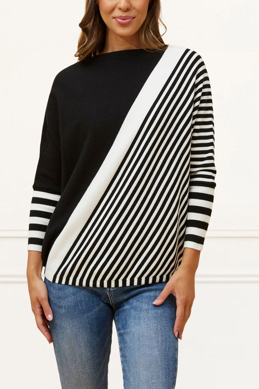 Valery Relaxed Knit Sweater Bold Stripes - Onze Montreal Black / S/M Annick