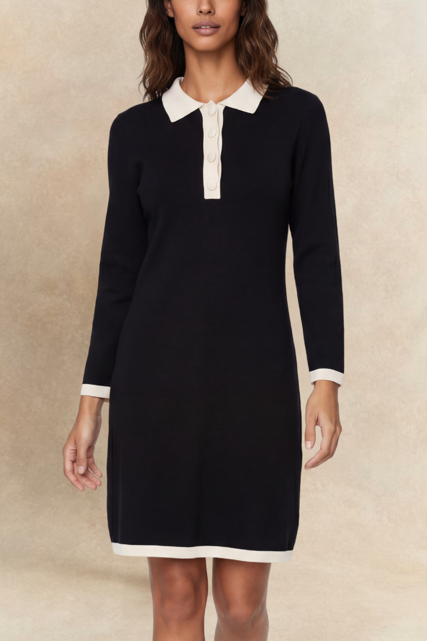 Vivienne Knit Dress with Contrast Collar