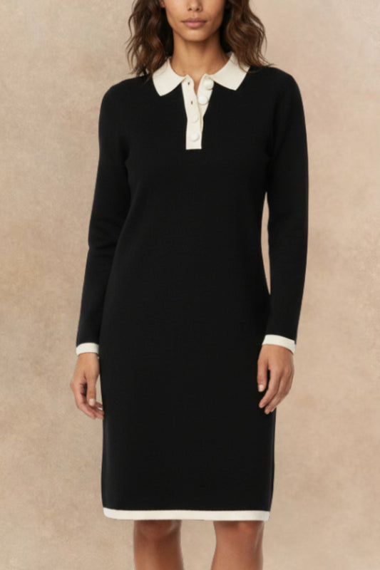 Vivienne Knit Dress with Contrast Collar