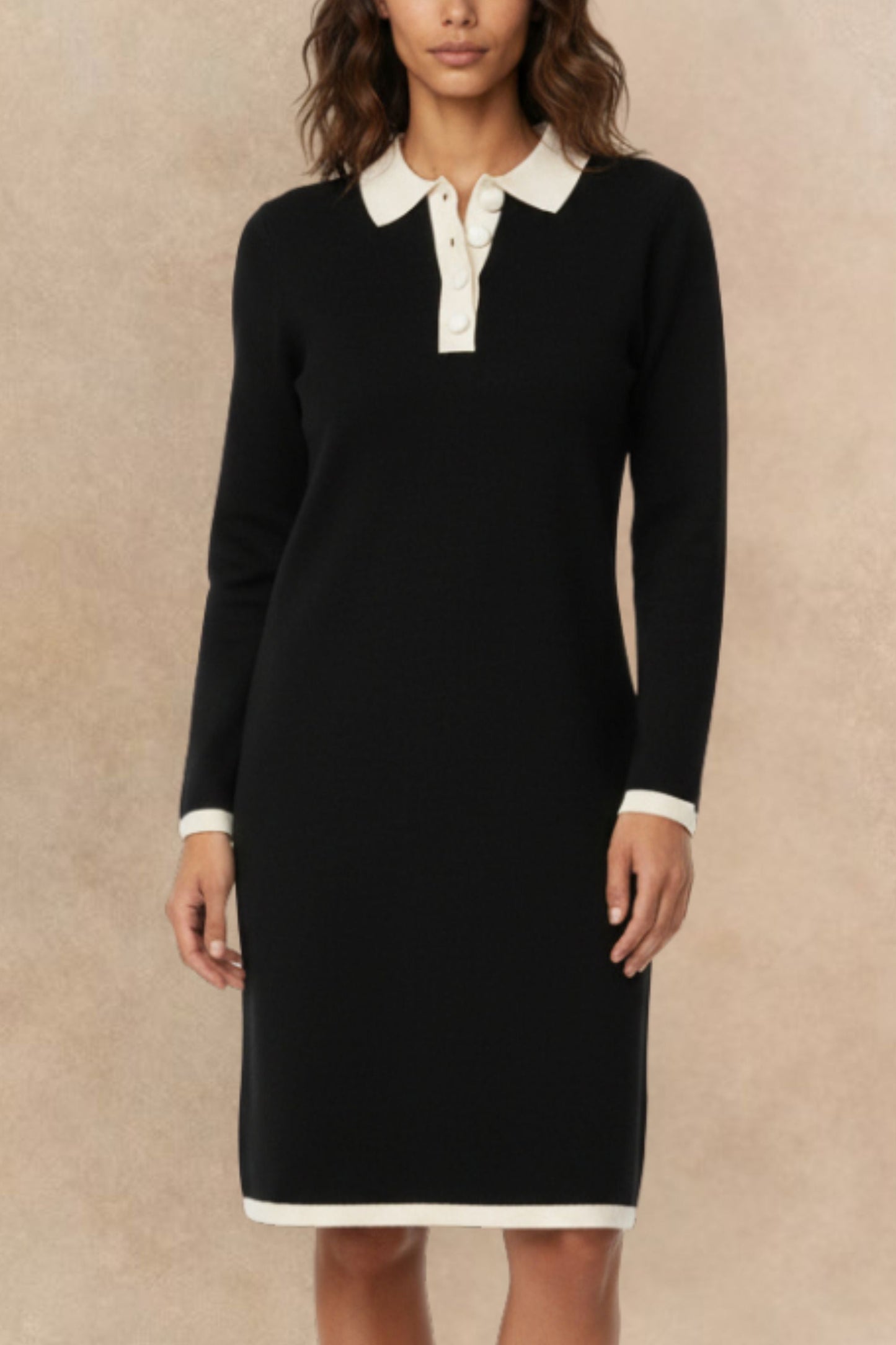 Vivienne Knit Dress with Contrast Collar