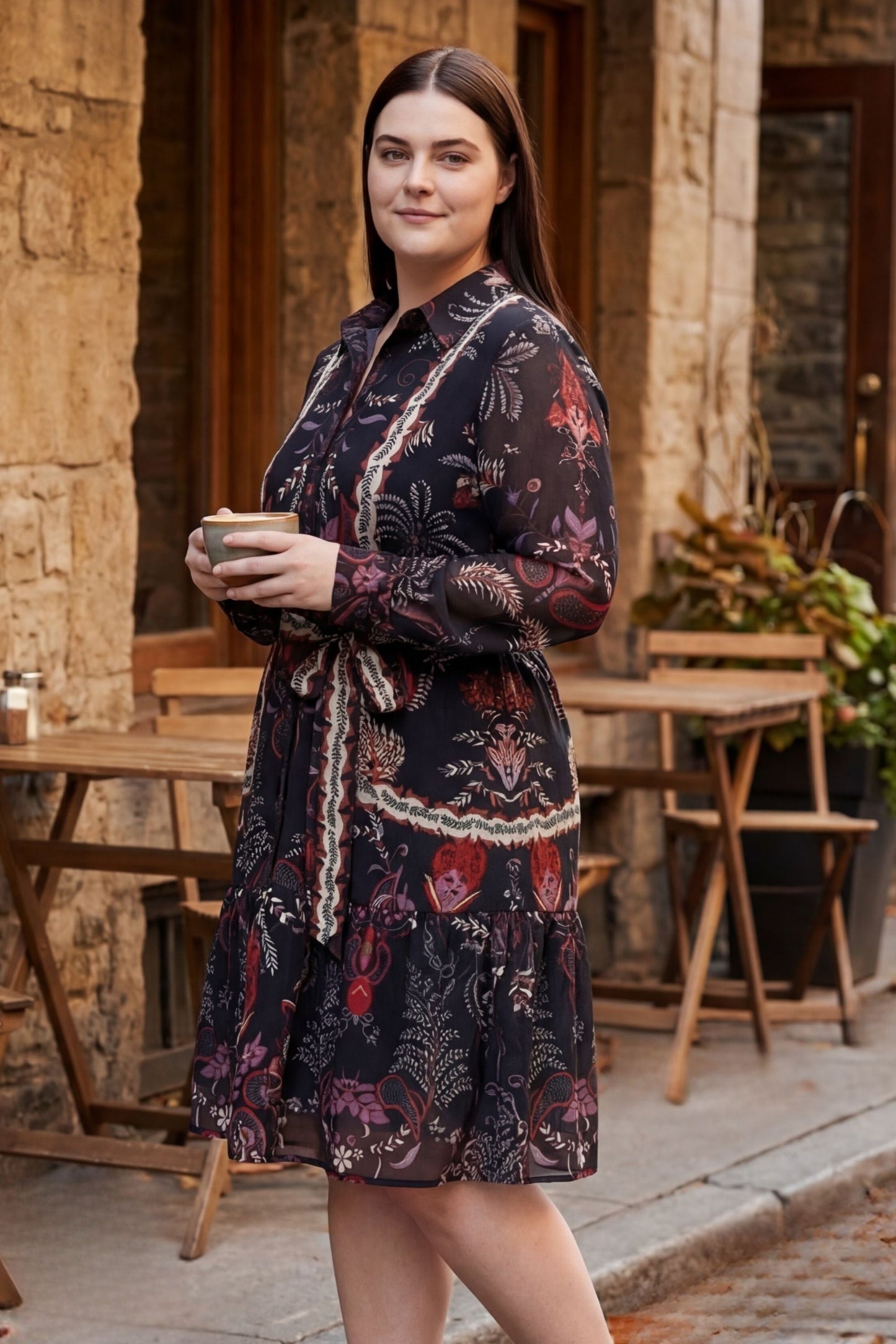 Etna Black Boho Shirt Dress