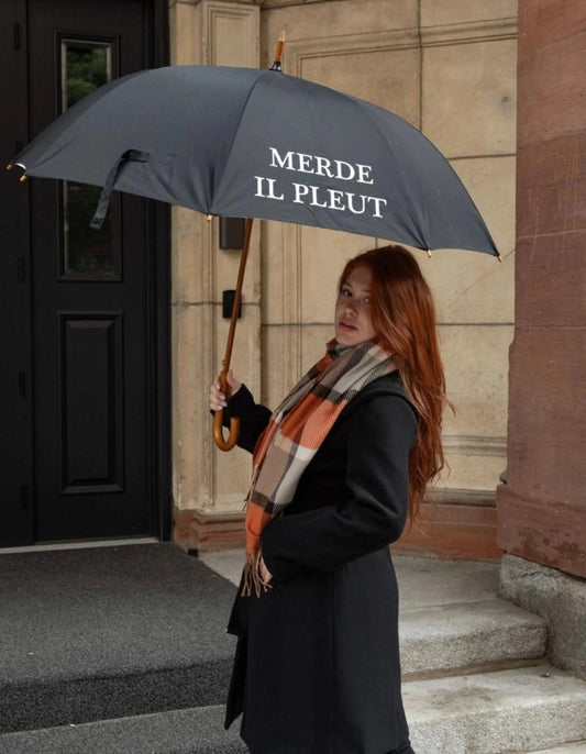 Umbrella 'Merde Il Pleut' Montreal Black