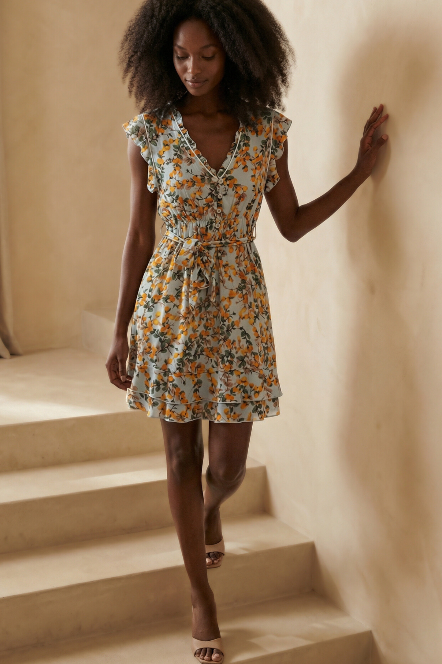 Natasha Citrus Print Short Dress