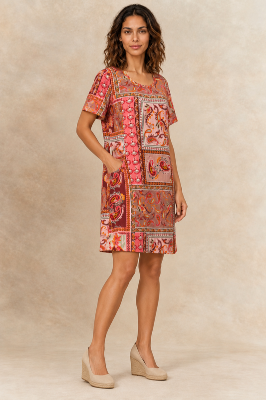Lucia | Relaxed Patchwork Print Dress