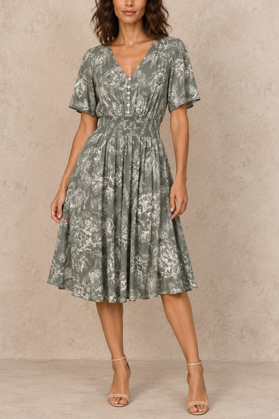Aline | Floral Smocked Waist Printed Dress