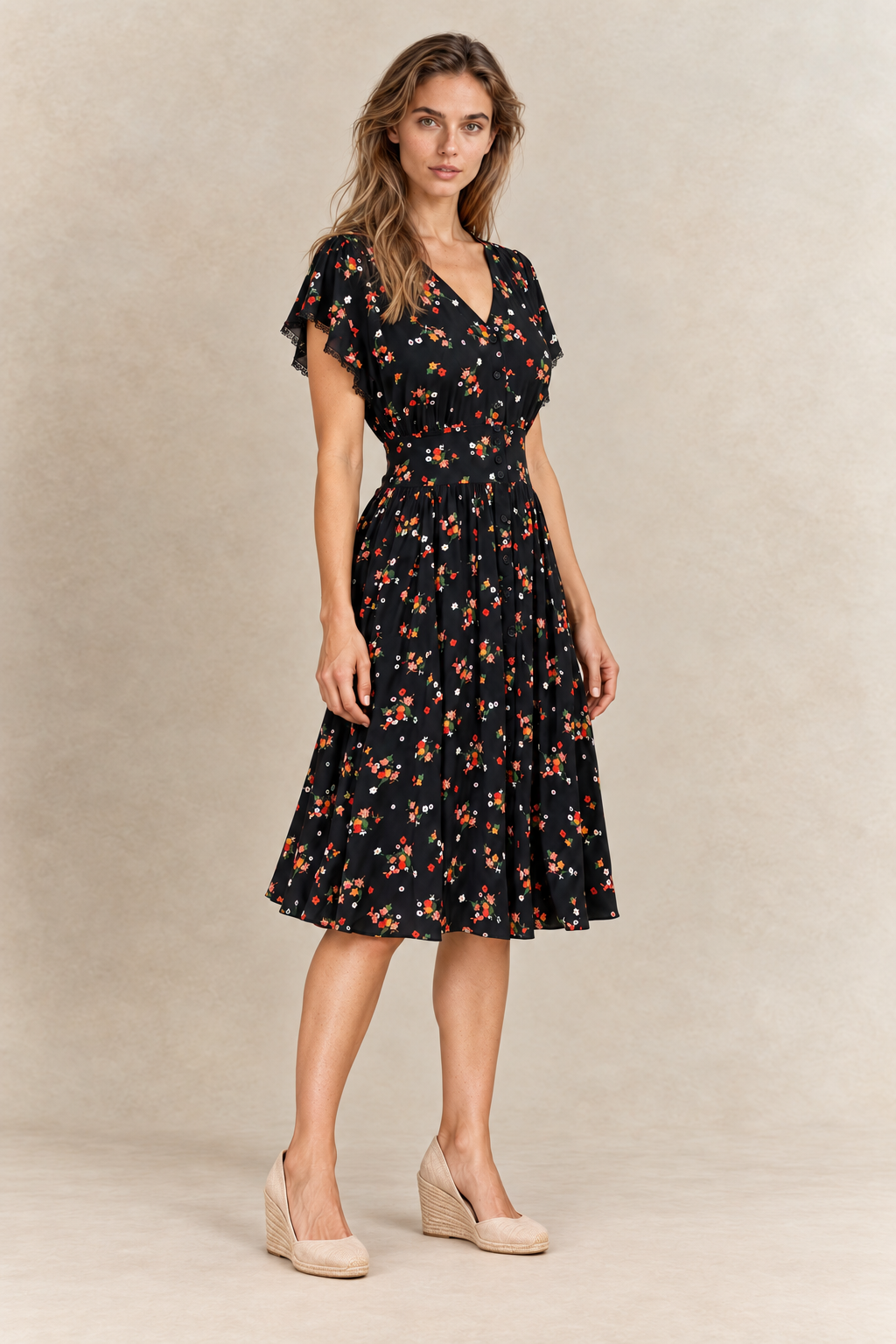 Elsie | Robe midi fleurie