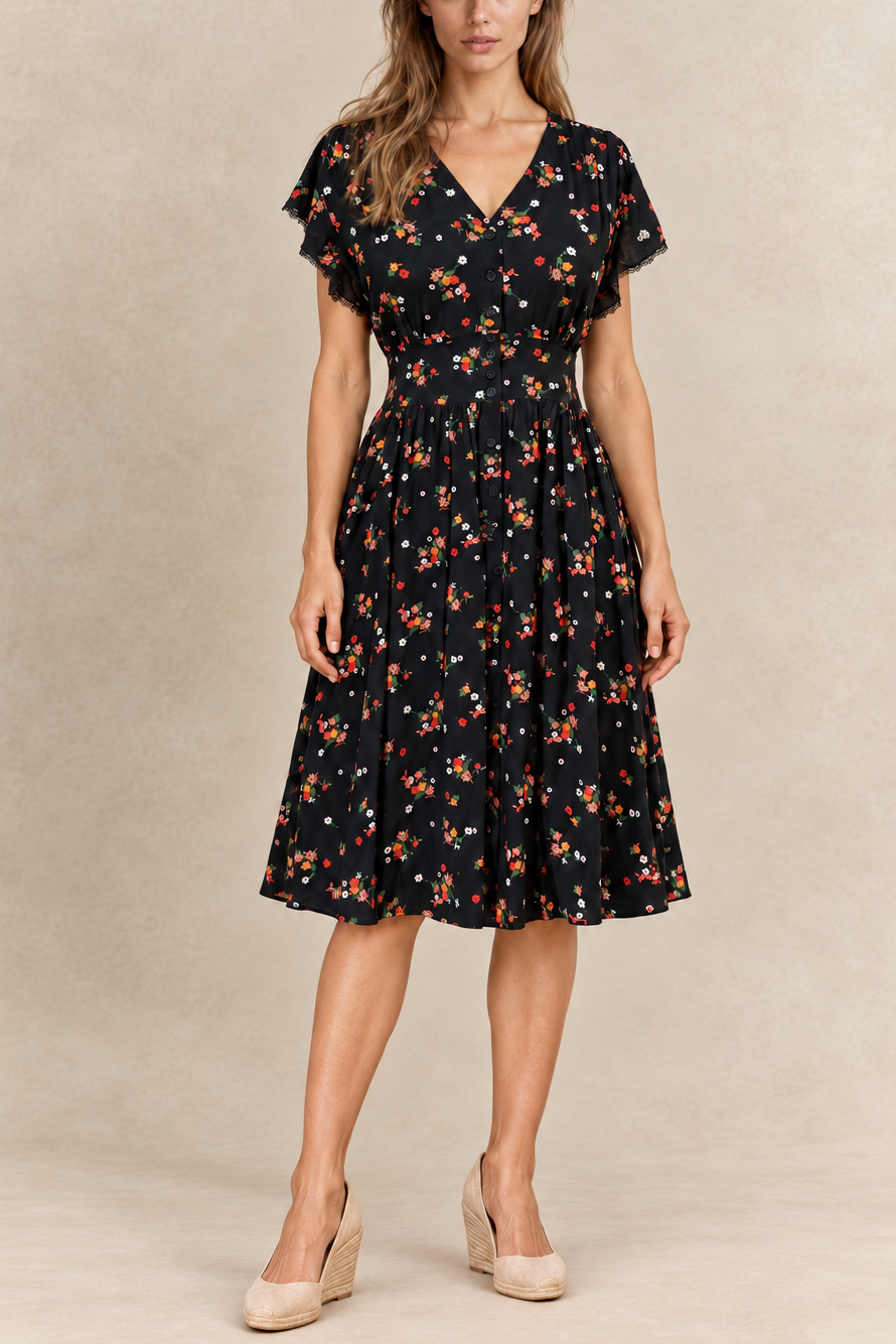 Elsie | Robe midi fleurie