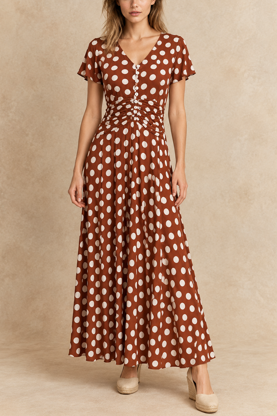 Lauren | Robe maxi à pois