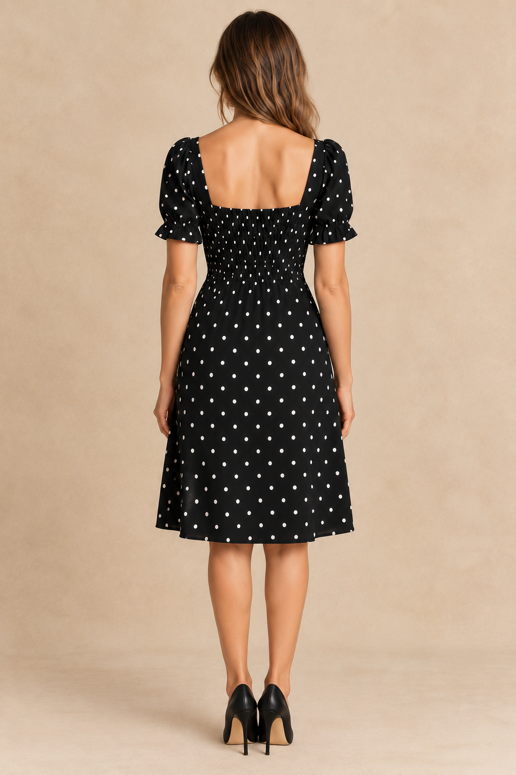 Pippa  |  Polka Dot Dress Sweetheart Neckline