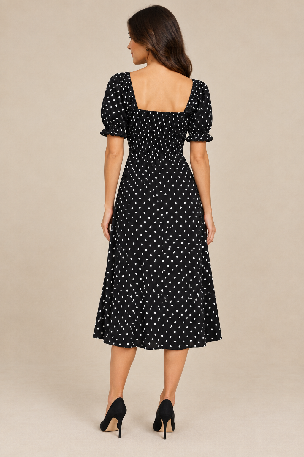 Pippa  |  Polka Dot Dress Sweetheart Neckline