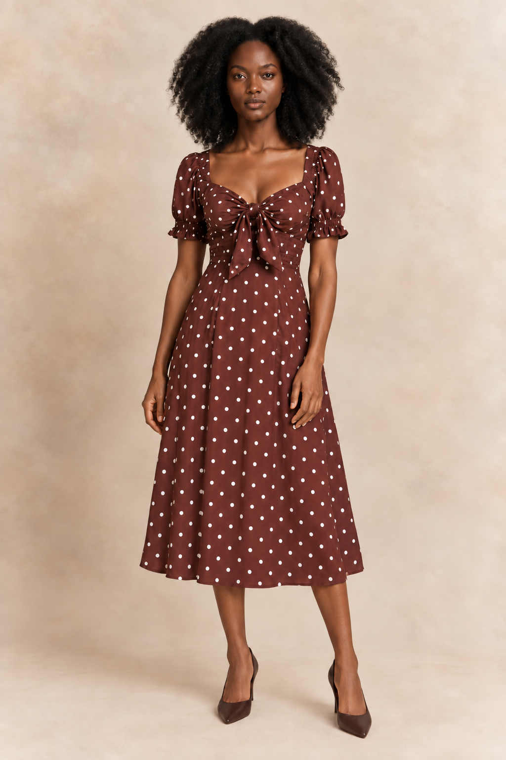 Pippa  |  Polka Dot Dress Sweetheart Neckline