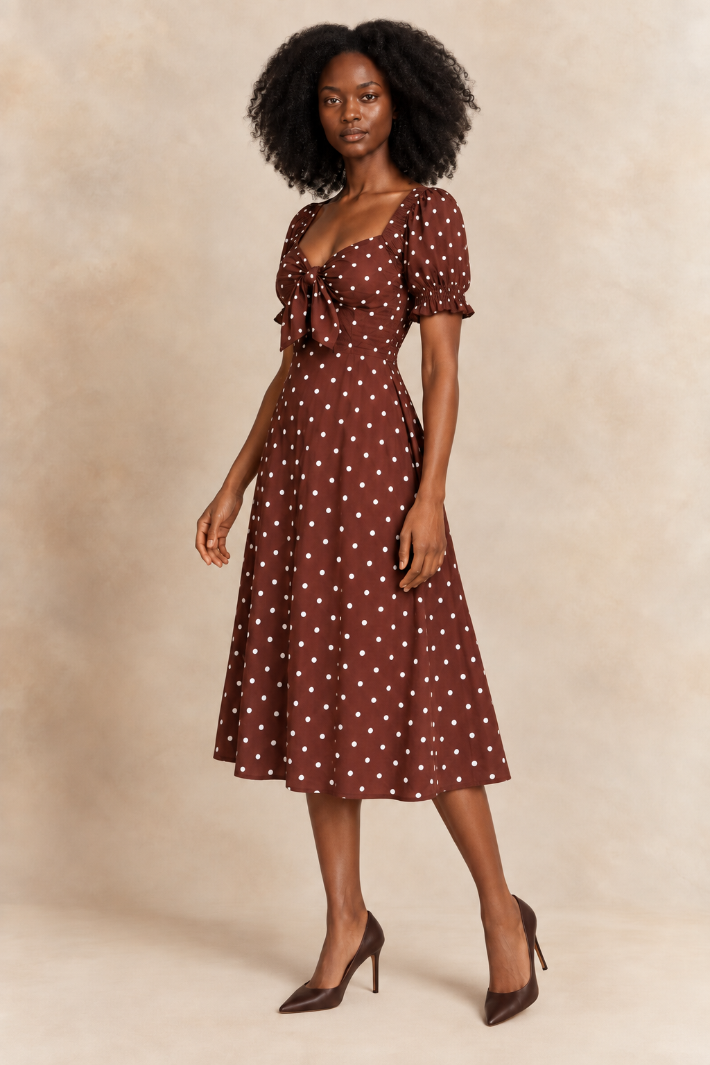 Pippa  |  Polka Dot Dress Sweetheart Neckline
