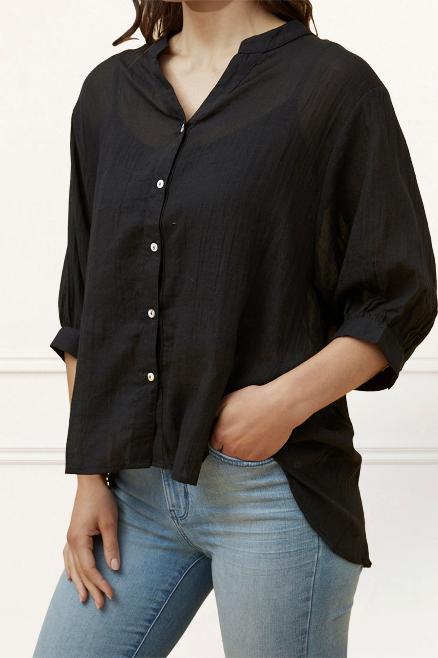 PRE-SALE | Roxanne Oversized Shirt Semi-Sheer Cotton Blend